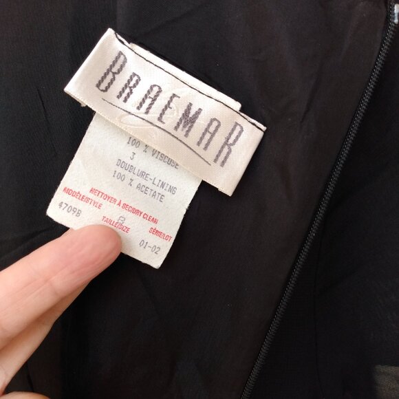 Vintage 90s Black Chiffon Dress with Flowers Size 8 Made in Canada by Braemar - Picture 12 of 13